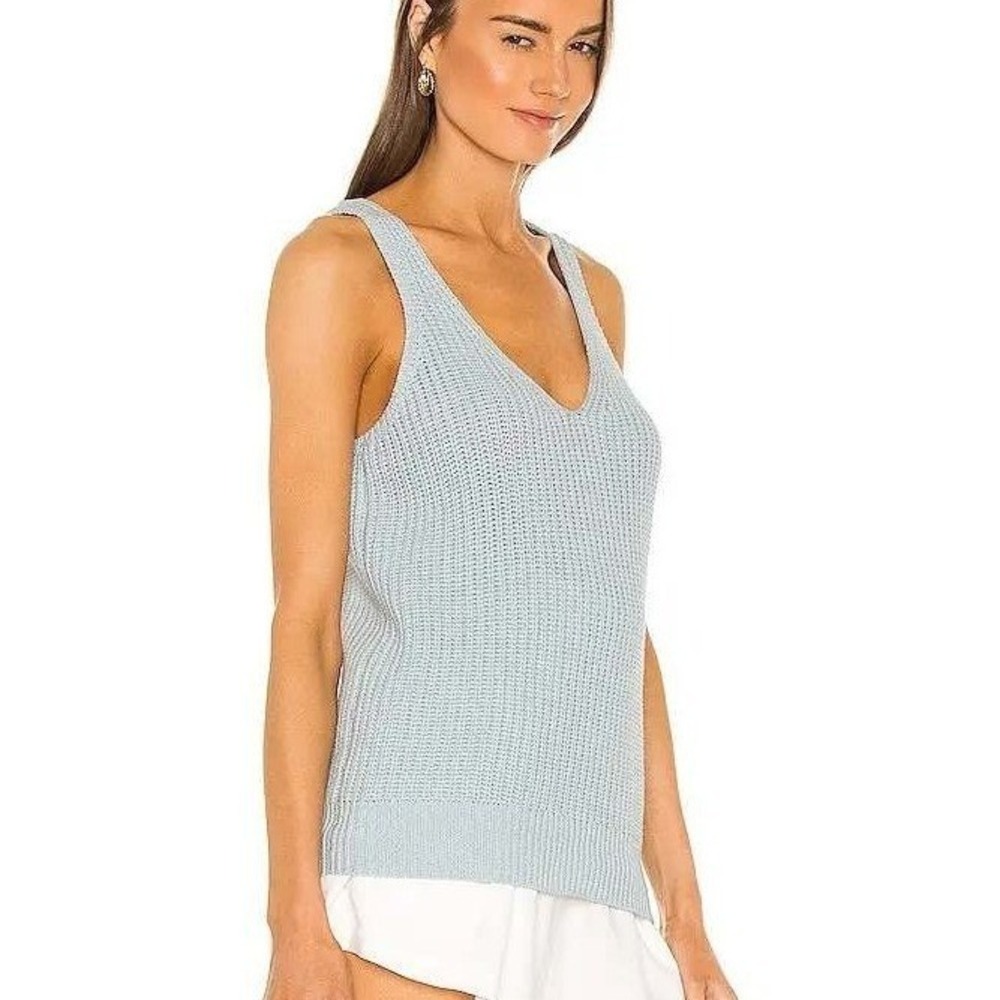 John + Jenn Knit Coastal‎ Blue 100% Cotton Tank REVOLVE Clean Girl Beachy Small